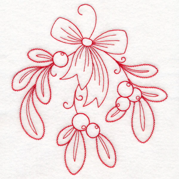 Nostalgic Christmas - Mistletoe (Redwork) - Image 2