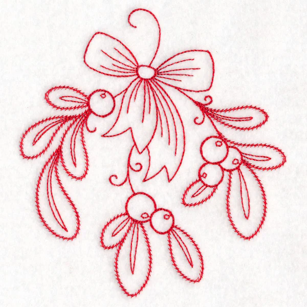 Nostalgic Christmas - Mistletoe (Redwork) - Image 3