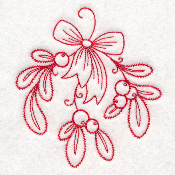 Nostalgic Christmas - Mistletoe (Redwork) - Image 4