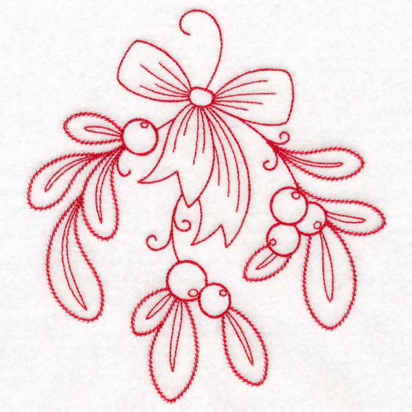 Nostalgic Christmas - Mistletoe (Redwork) - Image 6