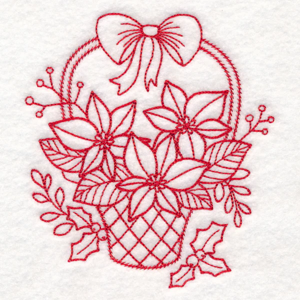 Nostalgic Christmas - Poinsettias (Redwork) - Image 4