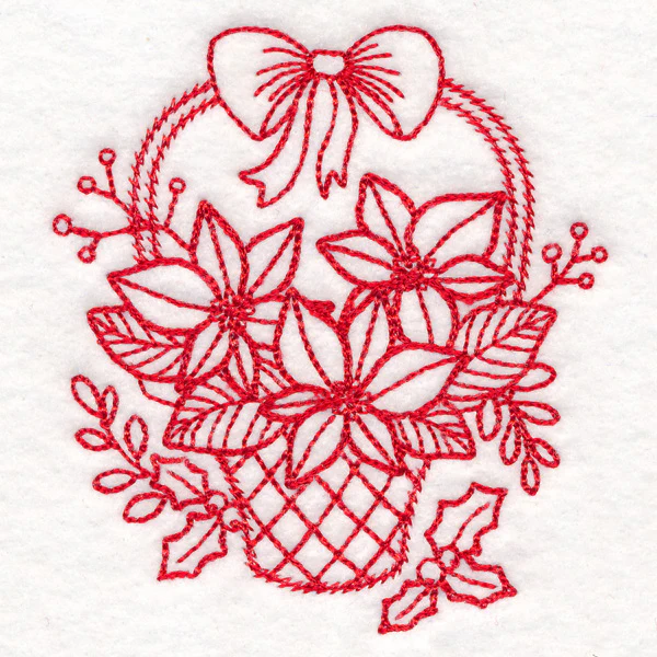Nostalgic Christmas - Poinsettias (Redwork) - Image 5