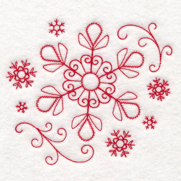 Nostalgic Christmas - Snowflake (Redwork) - Image 3
