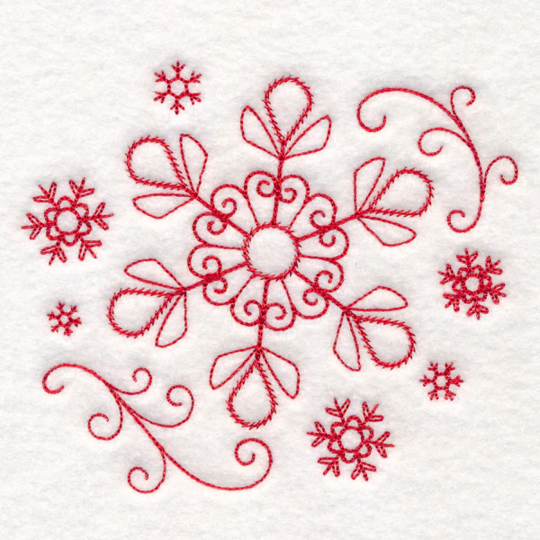 Nostalgic Christmas - Snowflake (Redwork) - Image 4