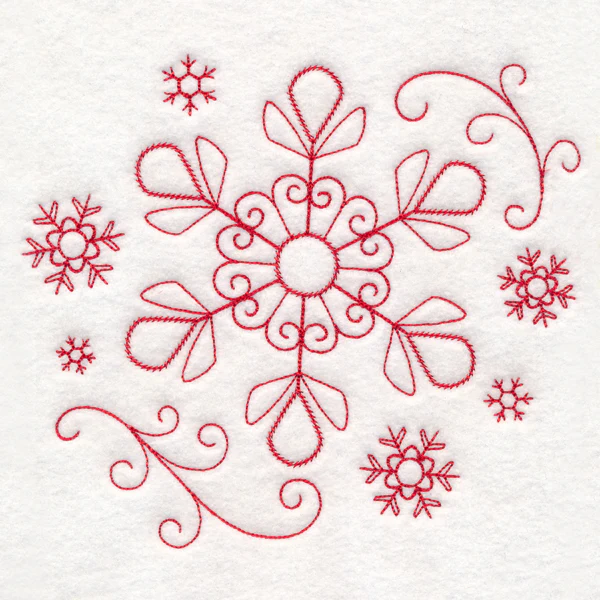 Nostalgic Christmas - Snowflake (Redwork) - Image 6