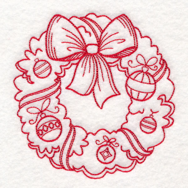 Nostalgic Christmas - Wreath (Redwork) - Image 4