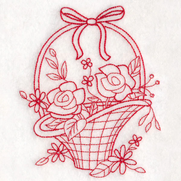 Nostalgic Nature - Basket (Redwork) - Image 4