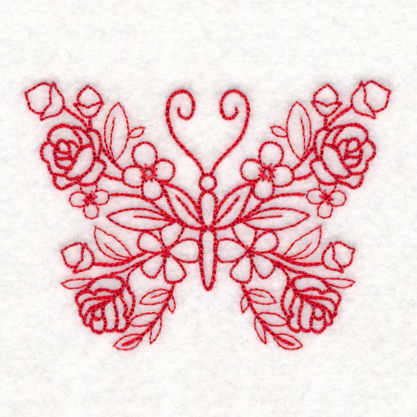 Nostalgic Nature - Butterfly (Redwork) - Image 5