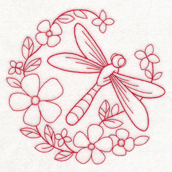 Nostalgic Nature - Dragonfly (Redwork) - Image 2