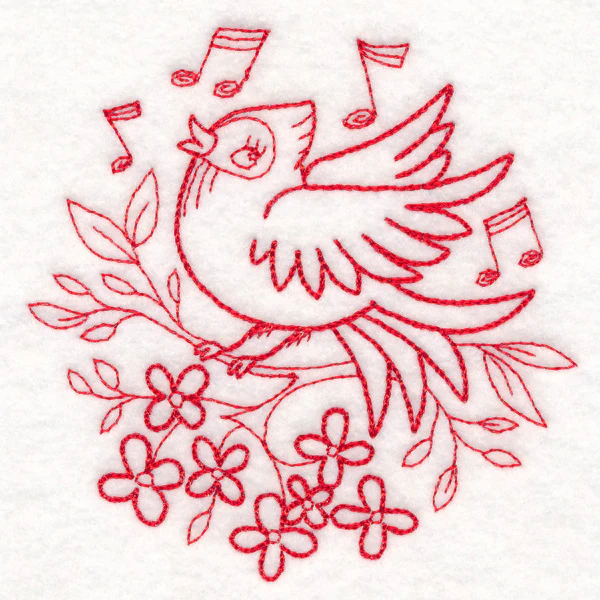 Nostalgic Nature - Songbird (Redwork) - Image 5