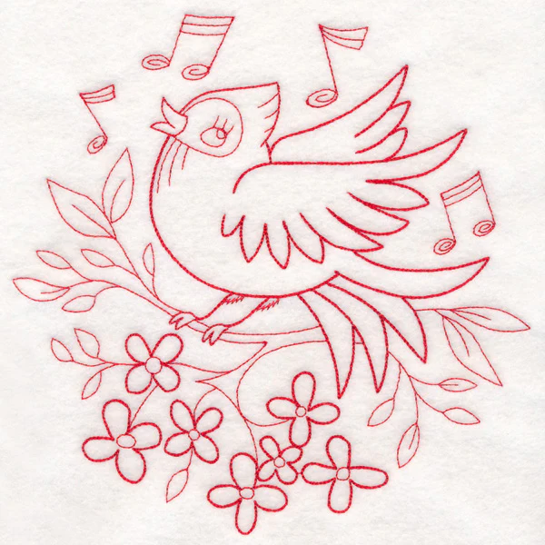 Nostalgic Nature - Songbird (Redwork) - Image 6