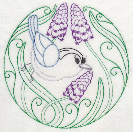 Nuthatch and Grape Hyacinth (Vintage) - Image 2
