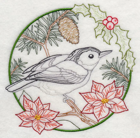 Nuthatch in Christmas Blooms (Vintage) - Image 3