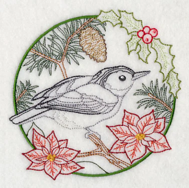 Nuthatch in Christmas Blooms (Vintage) - Image 4