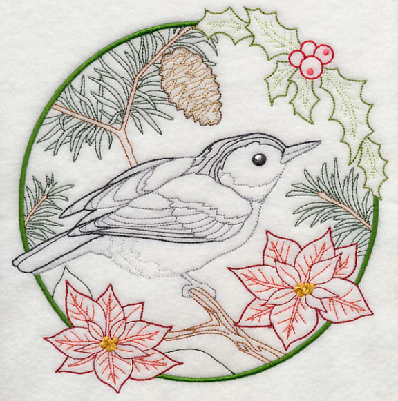 Nuthatch in Christmas Blooms (Vintage) - Image 6