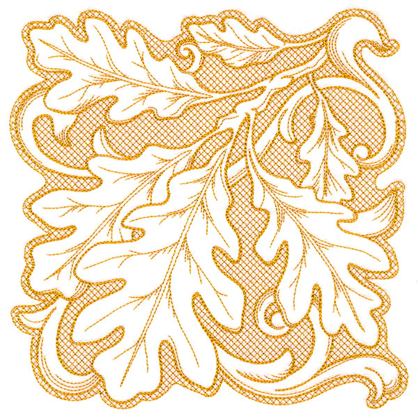 Oak Leaves in Autumn Square (Trapunto) - Image 2