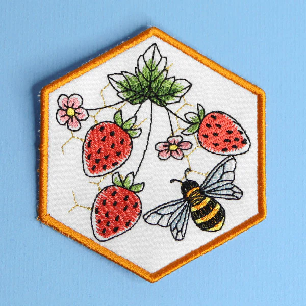 Oh Honey Bee & Strawberries Coaster (In-the-Hoop) - Image 3