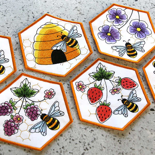 Oh Honey Bee & Violet Coaster (In-the-Hoop) - Image 2