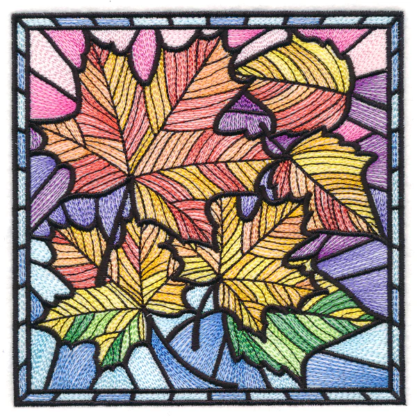 Ombre Autumn Leaves Stained Glass Square - Image 5