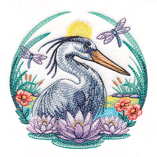 On the Pond at Sunset Blue Heron Wreath - Image 4