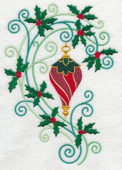 Ornament with Holly Flourish - Image 2