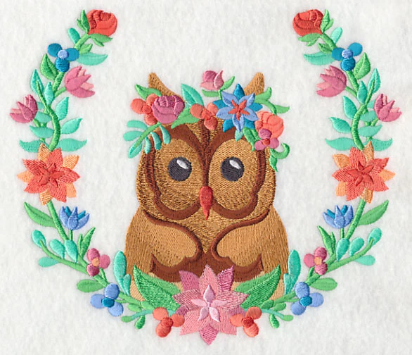 Owl with Floral Laurel