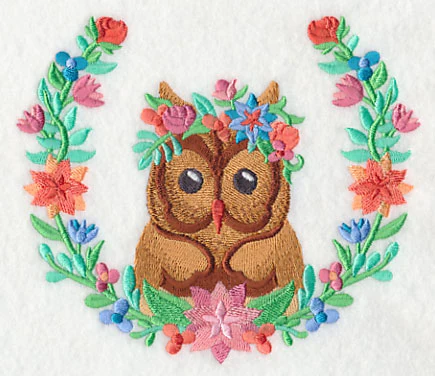 Owl with Floral Laurel - Image 3