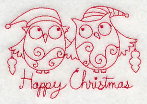Owls Happy Christmas (Redwork) - Image 4