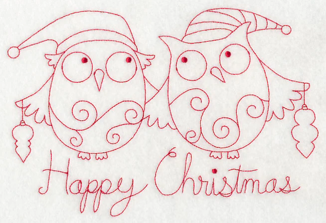 Owls Happy Christmas (Redwork) - Image 5