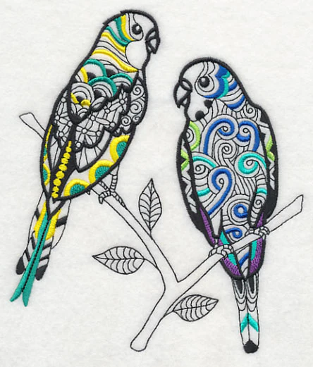 Parakeet Pair (Blackwork) - Image 2