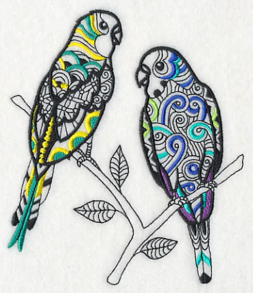 Parakeet Pair (Blackwork) - Image 3