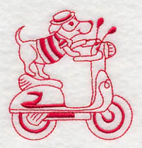 Parisian Pooch on Scooter (Redwork) - Image 2