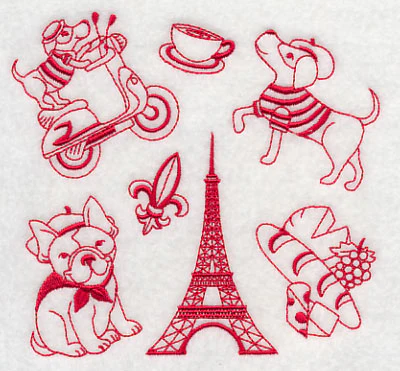 Parisian Pooches (Redwork) - Image 4