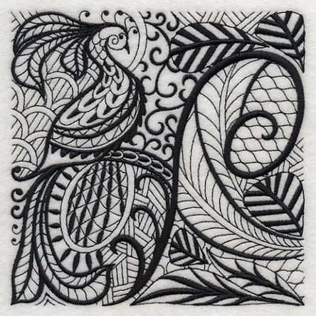 Peacock Elegance (Blackwork) - Image 3