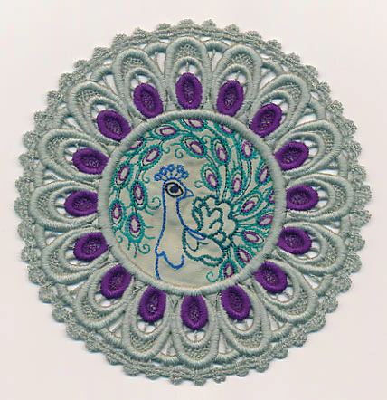 Peacock Fabric Doily (Lace)