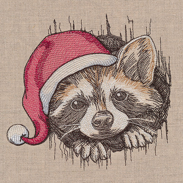 Peeking Christmas Raccoon - Image 2