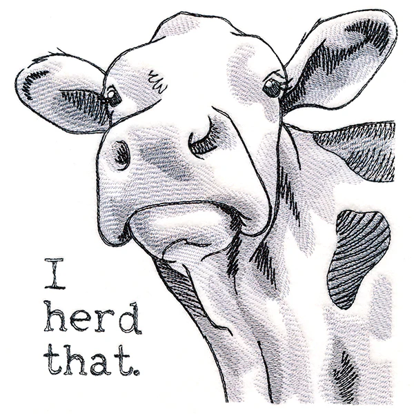 Peeking Cow Etching - Image 2