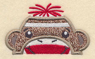 Peeking Sock Monkey (Boy) (Applique) - Image 3