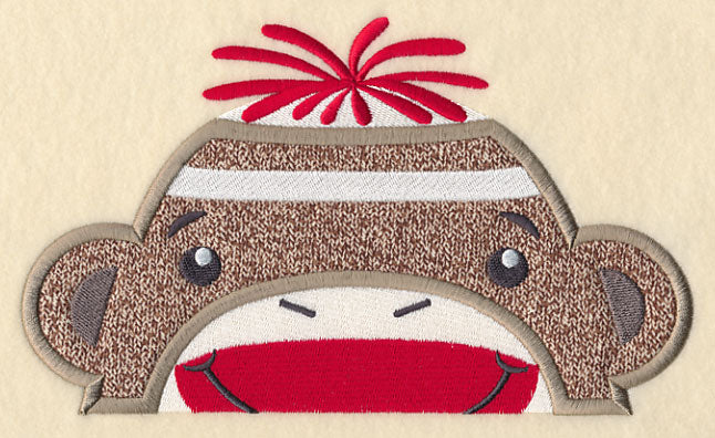 Peeking Sock Monkey (Boy) (Applique) - Image 4