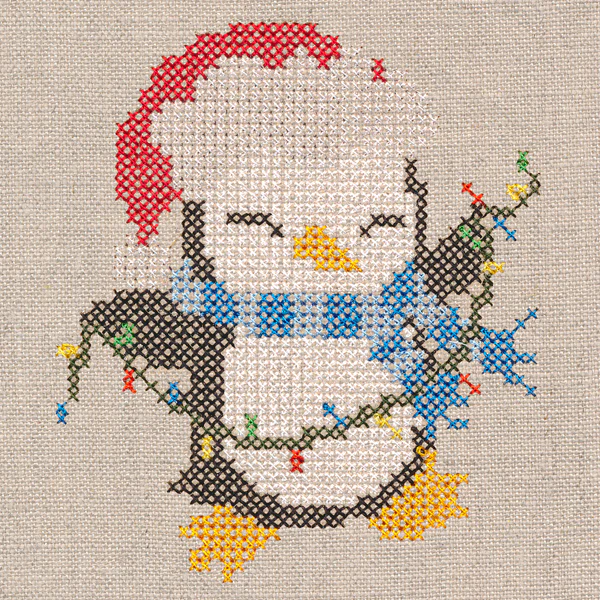 Penguin with Christmas Lights (Cross Stitch) - Image 2