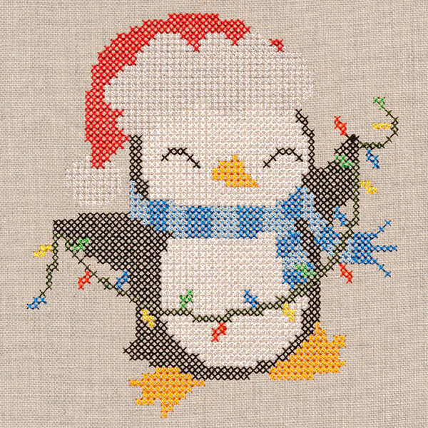 Penguin with Christmas Lights (Cross Stitch) - Image 3