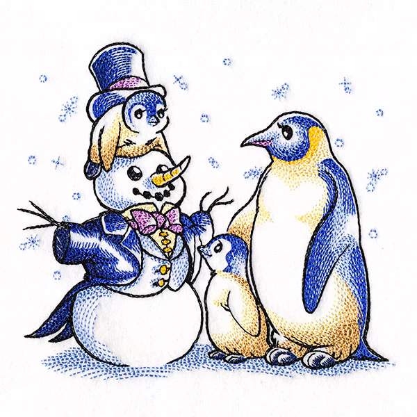 Penguins and Snowman Scene - Image 3
