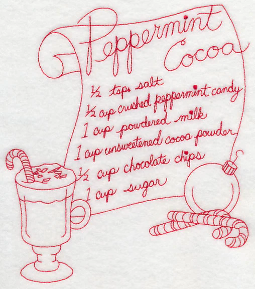 Peppermint Cocoa (Redwork) - Image 4