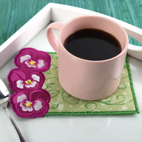 Perfect Pansy Mug Rug (In-the-Hoop) - Image 2