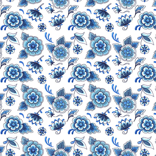 Perfectly Repeatable Delft Blue Flowers - Image 6