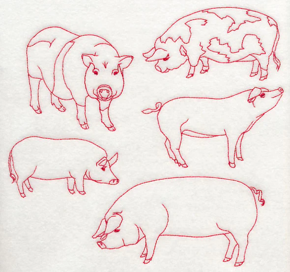 Pig Medley (Redwork)