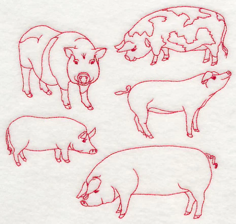 Pig Medley (Redwork) - Image 3