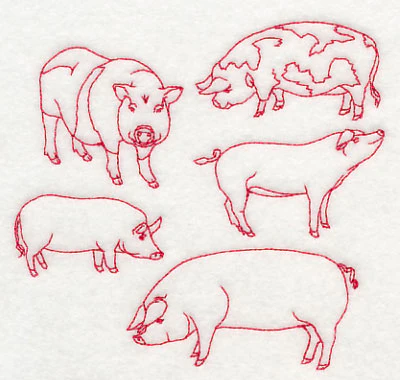 Pig Medley (Redwork) - Image 4