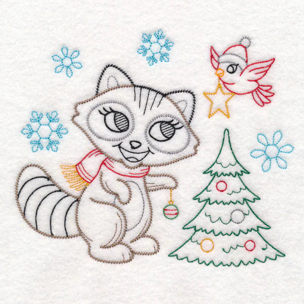 Playful Christmas Raccoon (Vintage) - Image 3