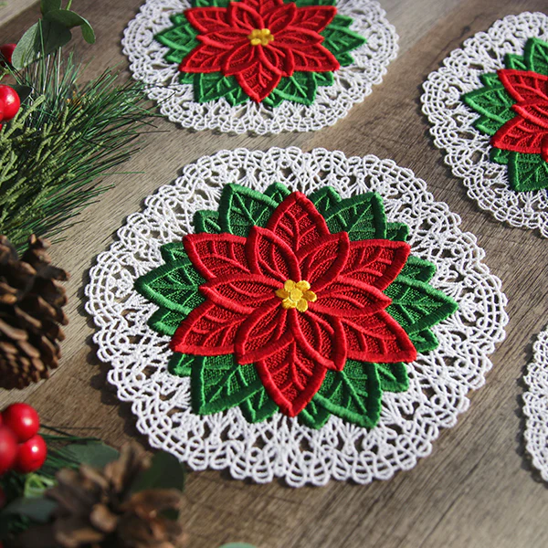 Poinsettia Doily (Battenburg Lace) - Image 3